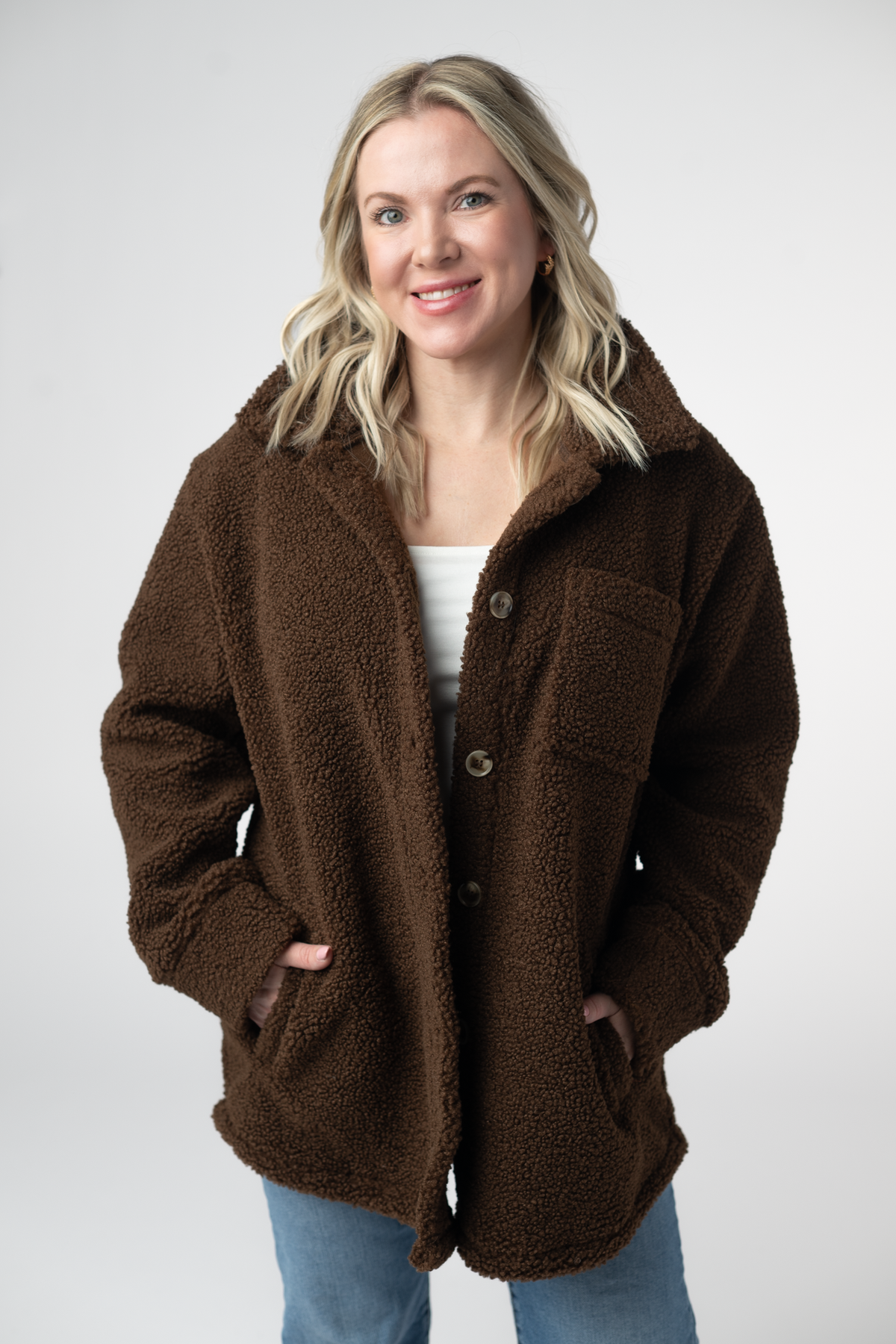 IN STOCK Teddy Oversized Shacket - Brown: Small