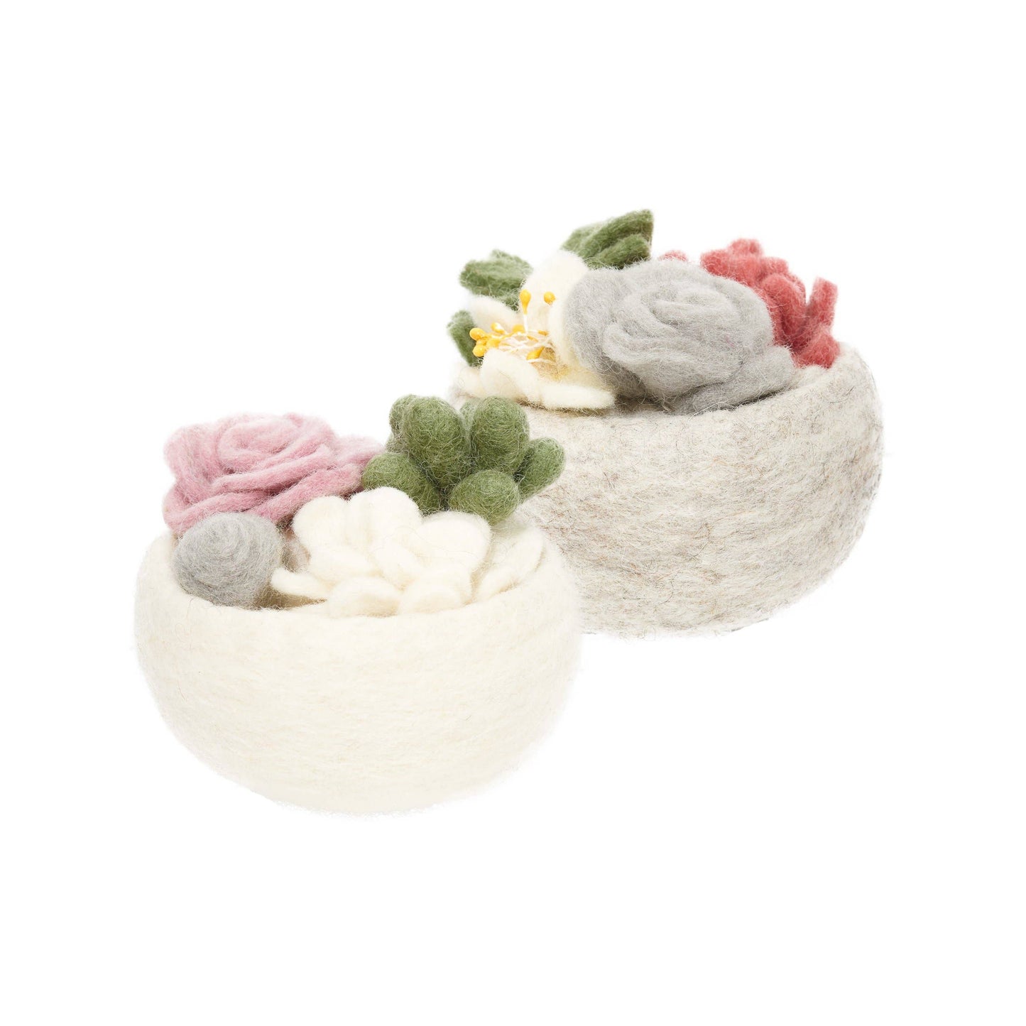 Felt Succulent Bowls: Pink Rose