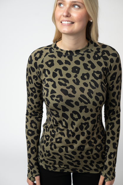 IN STOCK Blair Long Sleeve Top - Olive Animal Print: Small