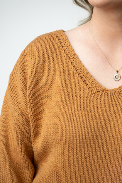IN STOCK Crochet Sleeve Top - Camel: Small