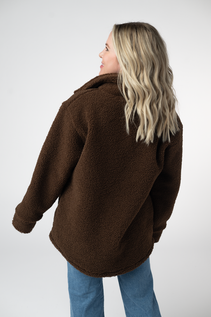 IN STOCK Teddy Oversized Shacket - Brown: Small
