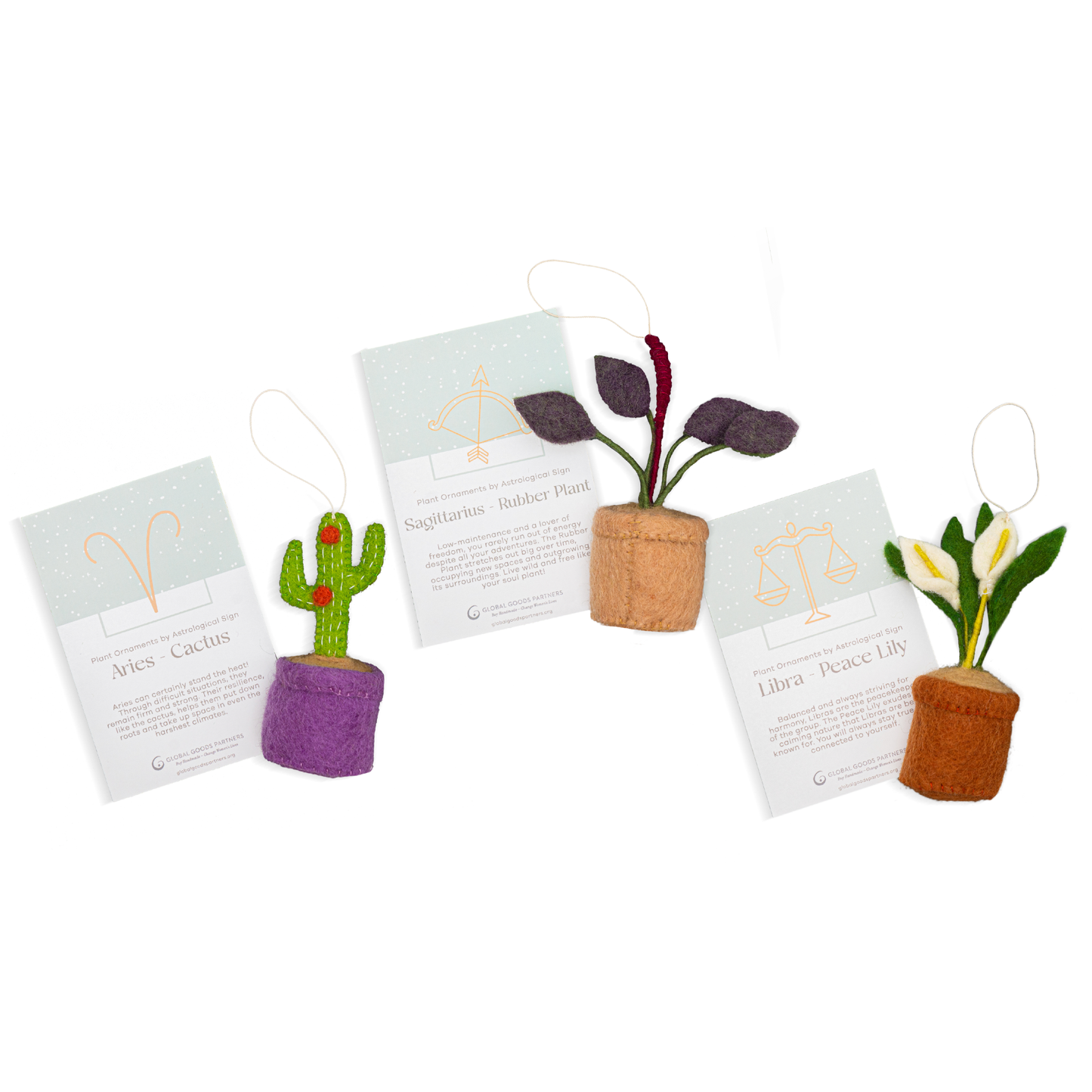 Plant Ornament Astrology Signs With Card: Libra / Peace Lily