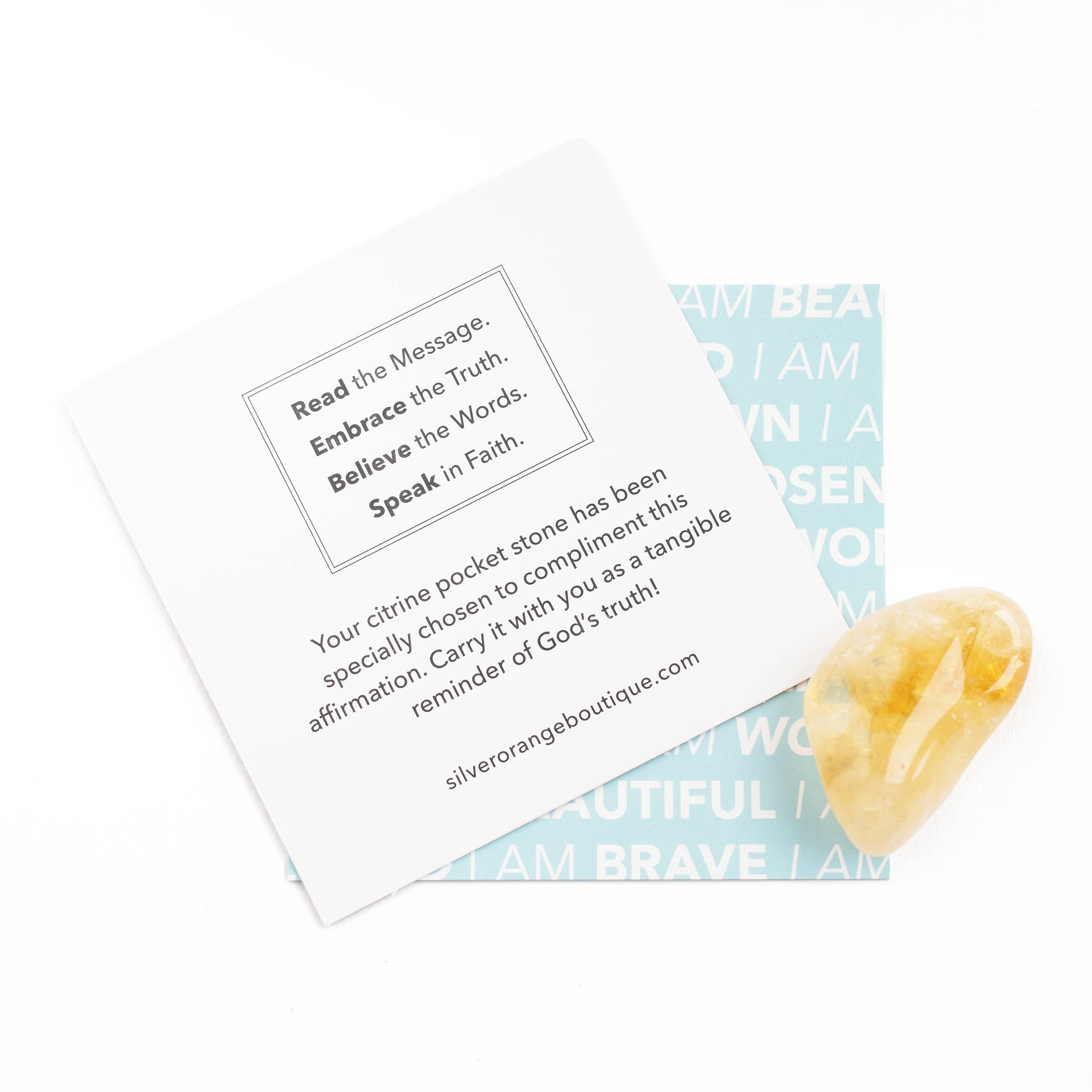 Affirmation Gems with Scripture Cards & Crystal Pocket Stone: Brave